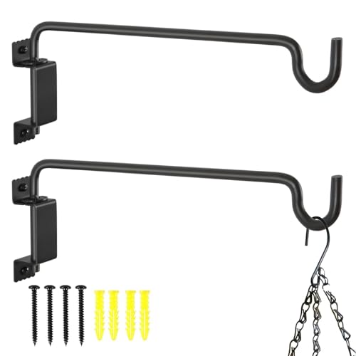AILIN YELOKIE 15" 360° Swivel Plant Hanger - Heavy Duty Solid Steel Wall Hook, 12-Directional Adjustable for Bird Feeders, Outdoor/Indoor Plants, Garden & Patio (2-Pack) - color: Black, size: 15in-2U-Swivel