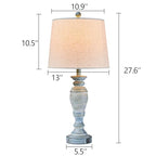 Blue Lamps Set of 2, 27.7" Table Lamps for Living Room with USB A+C Ports, Touch Lamp for Bedroom, 2 Bulbs Included - color: Teal-1