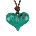 Leather Necklace for Women Long Boho Pendant Hippie Choker Necklace Bohemian Layered Leather Rope Wooden Jewelry Gifts - style: Green Heart Necklace