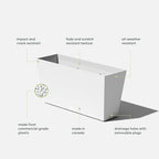 Veradek Midori Long Trough Planter (White, 31 inch - 2 Pack with 2 Saucer Trays) - color: White, size: 31 inch - 2 pack with saucers