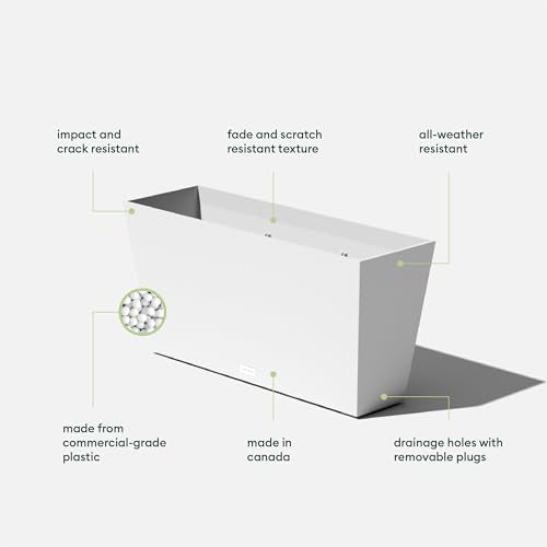 Veradek Midori Long Trough Planter (White, 31 inch - 2 Pack with 2 Saucer Trays) - color: White, size: 31 inch - 2 pack with saucers