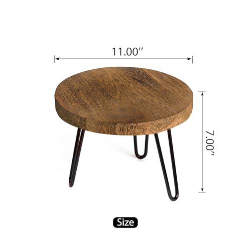 OBTAIN Plant Stand Indoor Outdoor Wood Mid Century Plant Stand for Indoor Plants, Modern Plant Table Round Plant Stool, Boho Rustic Wooden Stool for Plant Pot Hol (L) - color: Dark Brown, size: Large
