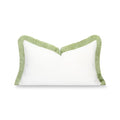 Hofdeco Premium Grandmillennial Coastal Hampton Patio Indoor Outdoor Lumbar Pillow Cover Only, 12"x20" Water Repellent for Backyard, Couch, Poolside, White Grass Green Solid - color: White Grass Green Solid 12"x20"