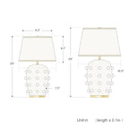 Modern Ceramic Linden Table Lamp - 26" White Ball Farmhouse Design, Classic Table Lamp Pottery Tapered Drum Shade for Living Room, Bedroom, Office, and Home （White） - color: White Pottery, size: 26 inch