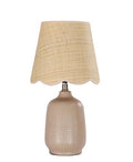 Pia Ricco 19" Modern Ceramic Table Lamp for Living Room Gray Camel Base Desk Lamps for Bedroom Farmhouse Bedside Nightstand Lamp End Table Lamps,Pink,Rattan Shade - color: Gray Camel Base
