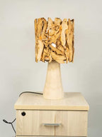 Handmade Natural Wood Table Lamp, Rustic Design with Driftwood Shade, Artistic Lighting for Bedroom, Living Room