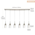 6-Lights Pendant Lighting for Kitchen Island in Brushed Nickel, Ceiling Light Fixtures with Adjustable Hanging Wire & Clear Glass Shades - color: Brushed Nickel, size: 6-Light