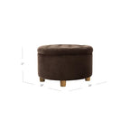 HomePop 28" Button Tufted Velvet Round Storage Ottoman - Chocolate Brown Velvet - color: Chocolate Brown Velvet