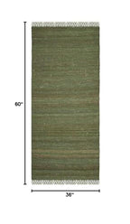 SAFAVIEH Natural Fiber Collection Accent Rug - 3' x 5', Green, Handmade Boho Fringe Woven Jute, Ideal for High Traffic Areas in Entryway, Living Room, Bedroom (NF368G) - color: Green, size: 3' x 5' (Rectangular)