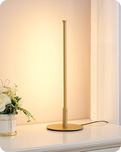 EDISHINE LED Table Lamp, Stepless Dimmable Bedside Lamp with 3 Color Temperature, Modern Nightstand Lamp, Upgraded Desk Lamps for Bedroom, Living Room, Corner, Gift, Metal Finish, Gold, 6W - color: Gold