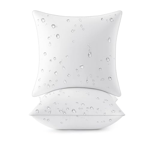 MIULEE Pack of 2 20x20 Outdoor Pillow Inserts, Waterproof Decorative Square Throw Pillow Inserts for Patio Sofa Garden Porch Couch - size: 20x20 Inch