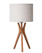 EDISHINE Mid Century Table Lamp, 17.5" Tripod Bedside Lamp with Deep Wood Color Light Base & Beige Linen Lampshade, Nightstand Lamp for Bedroom, Living Room, Reading Room, E26 Base - color: Dark Wood