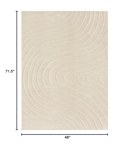 LUXE WEAVERS Modern Geometric Wave Cream 4x6 Area Rug - color: Cream, size: 4' x 6' (Rectangular)