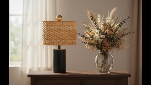 Aspen Creative 31602, Drum Spider Lamp Shade, Natural Banana Leaf, 12" Top x 12" Bottom x 9" Height - color: Banana Leaf