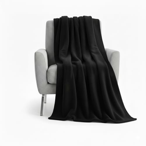 50x60 Throw Blankets, Ultra Soft Hypoallergenic Fleece Fall Throw Blanket for Livingroom, Couch, Chair, Bed, Black - color: Solid Black