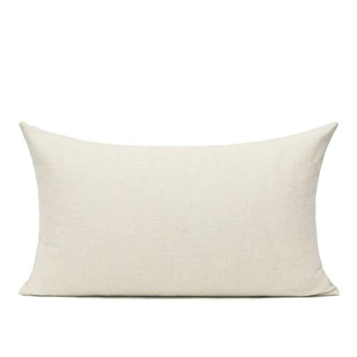 All Smiles 12x20 Cream Lumbar Throw Pillow Covers Set of 2 Ivory White Rectangle Pillow Cases Oblong Cushion Farmhouse Décor Home Decorations Indoor Outdoor for Bed Sofa Couch Patio Bedroom - color: Cream, size: 20" x 12" (Pack of 2)