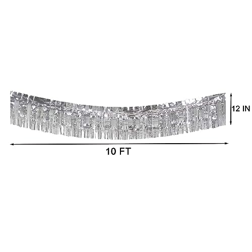 6 Packs 10 Feet Foil Fringe Garland Metallic Foil Tinsel Fringe Garland Wall Hanging Fringe Banner for Parade Floats, Wedding, Christmas，Birthday Party Halloween Decor (Silver) - color: Foil Fringe Garland-silver