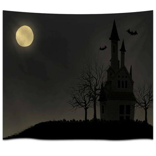 Haunted Gothic Castle Under Full Moon Tapestries Vintage Rustic Boho Wall Art Wall Hanging Wall Decor Whimsical Elegant Home Decoration for Bedroom Living Room Dorm Apartment (LHGT288,50x60 inch) - size: 50x60 inch