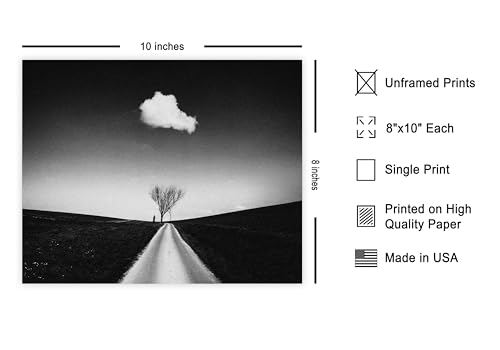 Monem Art Single Cloud in the Sky Print - Stranger Distance Poster - Black & White Art - Monochrome Office or Living Room Decor - 8x10 Unframed Wall Art by Adam Dauria - color: Style-08, size: 8"L x 10"W