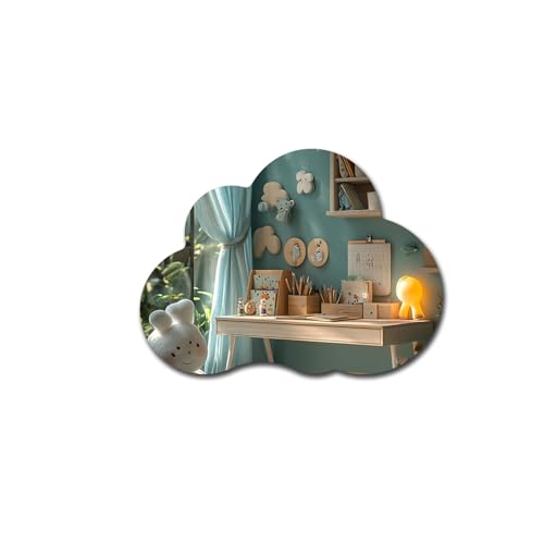 Cloud Acrylic Mirror Anti-Scratch Unbreakable Shatterproof HD Tempered Wall Decorative Mirrors for Restaurant Bedroom Kitchen Office Gym(Cloud,11.81 "x 15.75") - color: Cloud