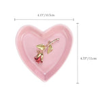 JAMEND CLXP Pink Heart Jewelry Tray, Engagement Wedding Ring Dish Earring Holder for Newlyweds, Sweet Gift for Women, Ceramic. NO ROSE. - color: Pink-Heart