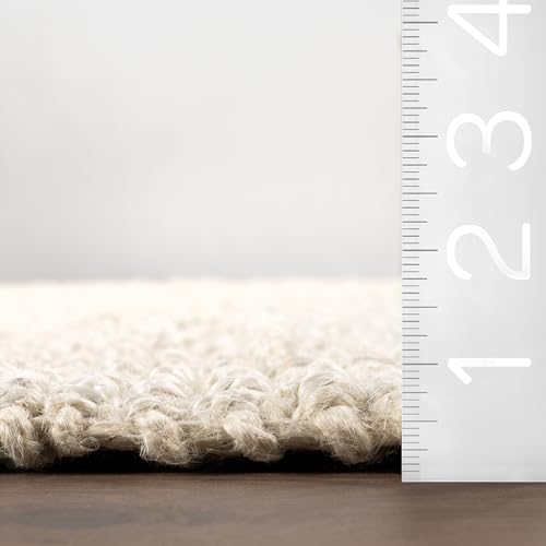 Nuloom Daniela Off-White, 6' x 9', Handmade, Jute, Tassel, Soft and Textured, High Traffic, Stain Resistant, Easy Clean, Durable Area Rug for Bedroom, Living Room, Dining Space, Foyer, Entryway - color: Off White, size: 6' x 9' (Rectangular)