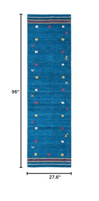 SAFAVIEH Himalaya Collection Runner Rug - 2'3" x 8', Blue, Handmade Boho Tribal Wool, Ideal for High Traffic Areas in Living Room, Bedroom (HIM563M) - color: Blue, size: 2'3" x 8' (Runner)