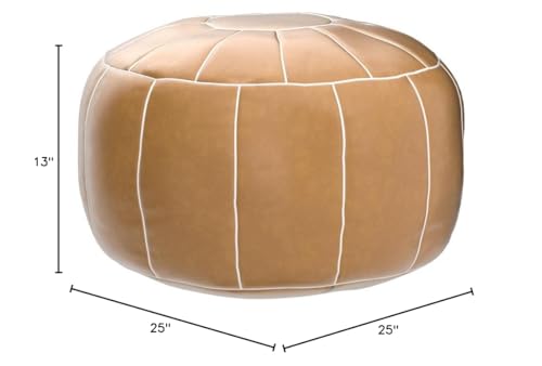 Decorative Pouf Foot Stool Round Unstuffed Leather Ottoman Cushion Storage seat or for Resting Your Feet on, Floor Chair Foot Living Room Bedroom Kids Room and Wedding (Chocolate) - color: Khaki