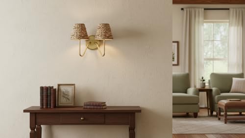 Aspen Creative 51004 Empire Clip On Chandelier Water Hyacinth Lamp Shade, 3" Top x 6" Bottom x 4-3/4" Slant Height - color: Water Hyacinth