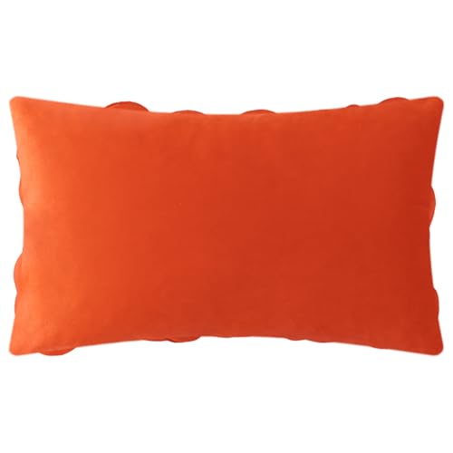 KINGROSE Handmade 3D Floral Decorative Throw Pillow Case Solid Flower Cushion Covers Decorative Pillow Cover for Bed Living Room Sofa Couch Home 12 x 20 Inches Velvet Dark Orange - color: Dark Orange