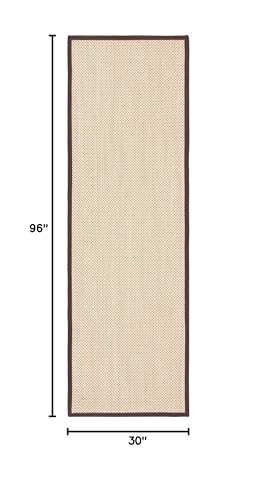 SAFAVIEH Natural Fiber Collection Runner Rug - 2'6" x 8', Maize & Brown, Sisal, Woven Design with Border (NF141C) - color: Maize/Brown, size: 2'6" x 8' (Runner)