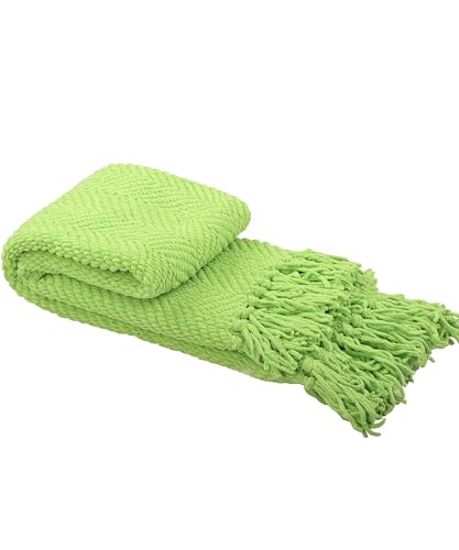 Home Soft Things Green Throw Blanket Knitted Tweed Throw 50'' x 60'', Green Flash, Super Soft Cozy Warm Comfortable Breathable Throw for Living Room Chair Couch Bed Sofa Bedroom Home Décor - color: Green Flash, size: 50 in x 60 in
