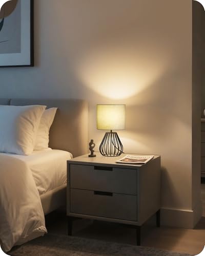 Green Table Lamp, Small Bedside Lamp with Green Linen Shade & Black Metal Base, 2700K LED Bulb Included, Modern Nightstand Lamp for Bedroom Decor, Kids Room, Living Room, Nursery, J06TL05 - color: Green + Black