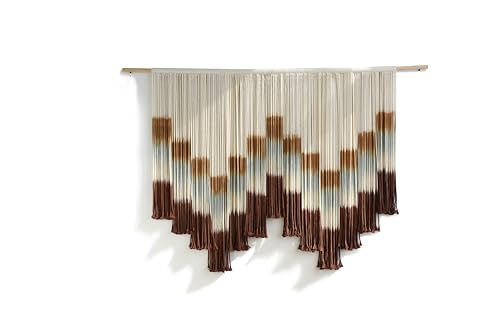 Flber Macrame Wall Hanging Tie-Dye Geometric Decor Large Scale Wall Art Statement Bohemian Yarn Tapestry Home Wall Decor 59''W*35''L - color: Multi