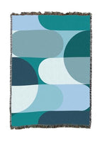 Pure Country Weavers Bauhaus Blue Waves Blanket - Mid Century Modern - Gift Tapestry Throw Woven from Cotton - Made in The USA (50X60) - color: Bauhaus Blue Waves, size: 50X60