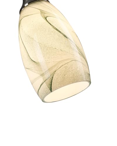 karyfine Mini Pendant Lights Kitchen Island Light Brown Glass Lamp Shade Hand Blown Glass Pendant Light with Brush Nickel Finish Adjustable Cord for Kitchen Over Sink (Green Marble-3Packs) - color: Green Marble-3Packs