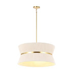 SAFAVIEH Lighting Collection – Alma Bleached Natural Rattan & Brass Gold 4-Light Adjustable Chandelier, Contemporary Glam Hanging Ceiling Fixture with LED Bulbs Included (CHA4037A)