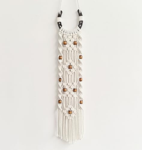 Moosira Equestrian Macrame Wall Hanging, Horseshoes Macrame Wall Hanging, Macrame Horseshoes, Equestrian Wall Art, Boho Western Decor, Boho Wall Decor Tapestry, Unique Horse Lover Gift for Cowgirl Room, Nursery, Farmhouse (Light Brown Bead) - color: Light