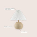 JONATHAN Y 17.25" Beige Wood Finish/White Sphere Table Lamp, Mid-Century Bedside Nightstand with Beige Pleated Linen Shade, Scandinavian Coastal Style, LED Bulb Included (JYL1145B) - color: Beige Wood Finish