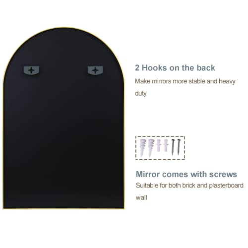 Arched Bathroom Mirror for Wall, 36" x 24" Black Metal Frame Vanity Mirror, HD Glass Over Sink for Bathroom, Entryway, Bedroom - color: Matte Black, size: 36"L x 24"W