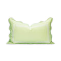 Hofdeco Premium Grandmillennial Patio Indoor Outdoor Lumbar Pillow Cover Only, 12"x20" Water Repellent for Backyard, Couch, Poolside, Grass Green Embroidered Frame - color: Grass Green Frame 12"x20"
