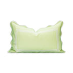 Hofdeco Premium Grandmillennial Patio Indoor Outdoor Lumbar Pillow Cover Only, 12"x20" Water Repellent for Backyard, Couch, Poolside, Grass Green Embroidered Frame - color: Grass Green Frame 12"x20"