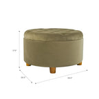 HomePop 28" Button Tufted Velvet Round Storage Ottoman - Light Sage Green Velvet - color: Light Sage Green Velvet