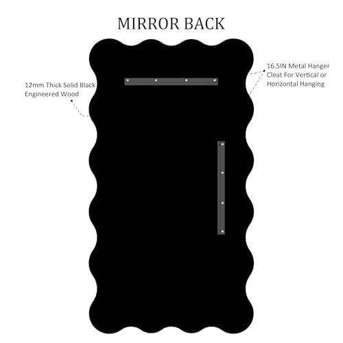 Kelly Miller 28x50 Inch Gold Scalloped Mirror, Large Rectangular Wavy Edge Bathroom Vanity Wall Mirror Decorative for Bedroom Living Room Entryway Fireplace Mantle - size: 50"L x 28"W