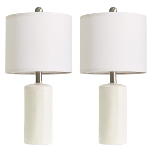 G-SAFAVA 20.5" Small Table Lamps for Living Room Lamp Set of 2 Ceramic Lamps for Bedroom Bedside Lamps Modern Boho Lamps for Night Stands Farmhouse Nightstand Lamp Side End Table Lamp, White - color: White