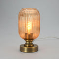 Mid Century Glass Table Lamp,Dimmable Desk Lamp,LED Bulb Included,Touch Control & USB A+C Port,Cognac Amber Ribbed Glass - color: Amber Ribbed, size: USB + Touch