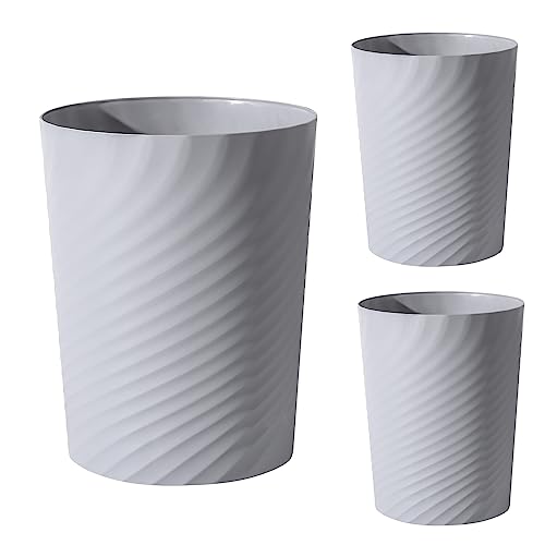 UUJOLY Plastic Small Trash Can Wastebasket, Garbage Container Basket for Bathrooms, Laundry Room, Kitchens, Offices, Kids Rooms, Dorms, 1.8 Gallon, Grey, 3 Pack - color: Grey, size: 1.8 Gallon/3 Pack