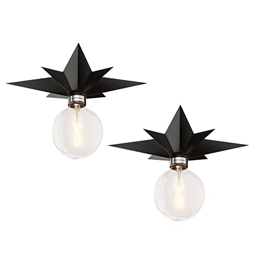2 Pack Black Flush Mount Ceiling Light - 11.8 inch Star Lights Fixture Hallway Lighting Fixtures Ceiling Flush Mount Light Fixture for Kitchen Bathroom Bedroom Laundry Room (Bulb not included) - color: 2 Pcs Black Ceiling Light