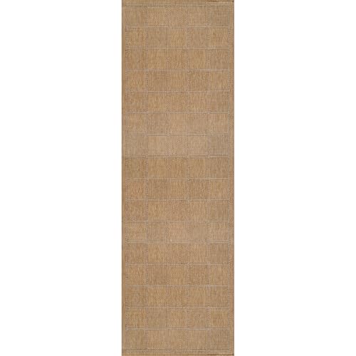 Beverly Rug Easy Jute Checkered Squared Runner Rug 2x7 Washable Durable Indoor Outdoor Area Rugs for Living Room Patio Office Stain Resistant Non Shedding Casual Indoor Outside Carpet 2 x 7 Natural - color: Squared/Natural, size: 2' x 7' (Rectangular)