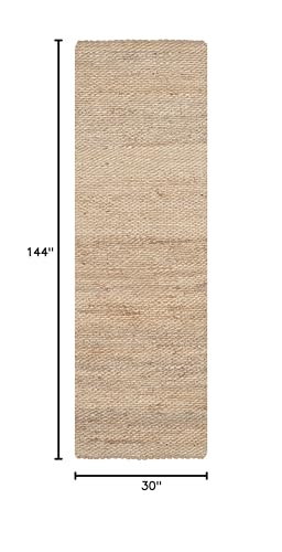 SAFAVIEH Natural Fiber Collection Runner Rug - 2'6" x 12', Natural, Handmade Jute, Ideal for High Traffic Areas in Living Room, Bedroom (NF459A) - size: 2'6" x 12' (Runner)